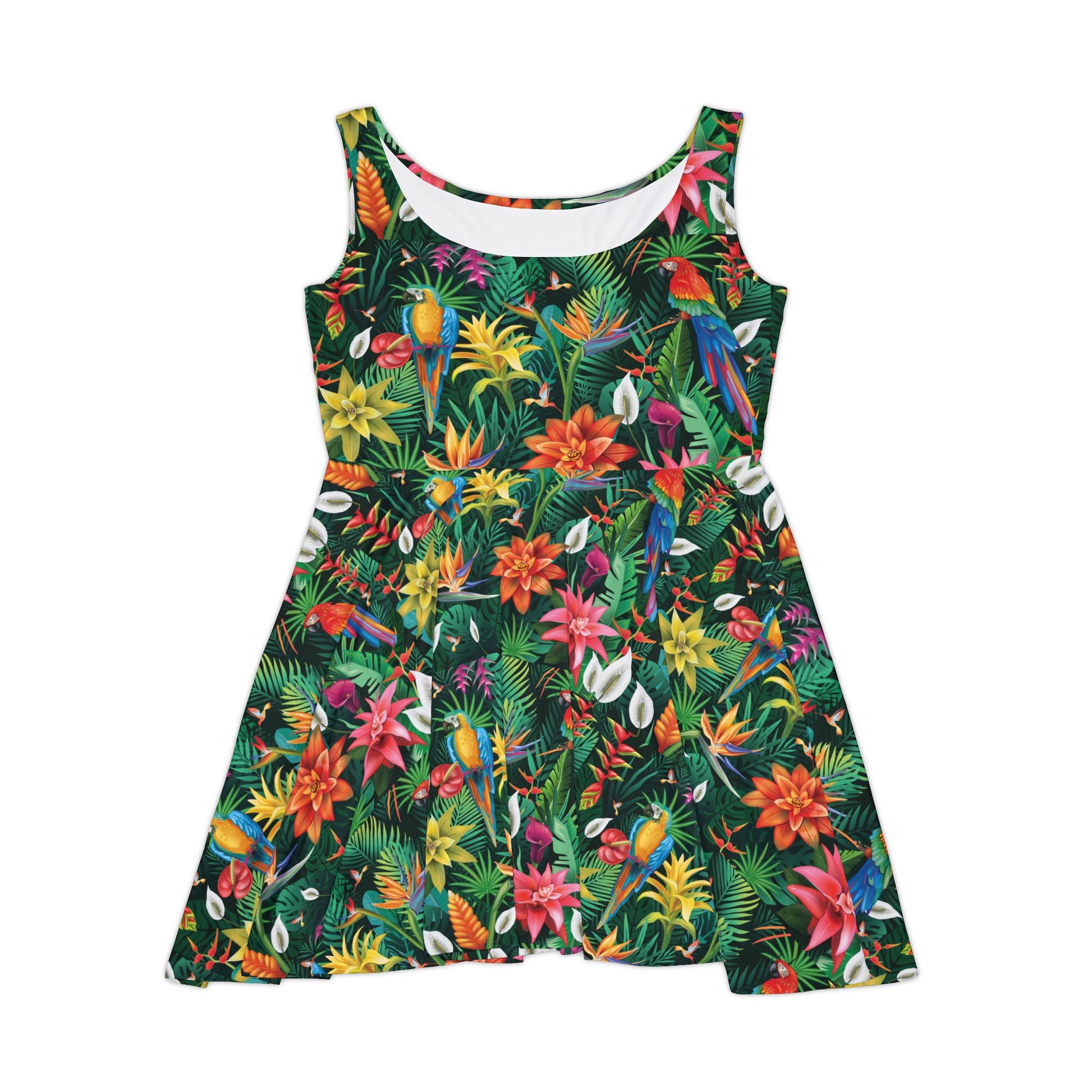 Floral Tropical Women's Caribbean Dinner Cruise Night Skater Dress, Perfect for Summer Picnics, Beach Days, Casual Outings, Birthday Parties, Vacation Wear