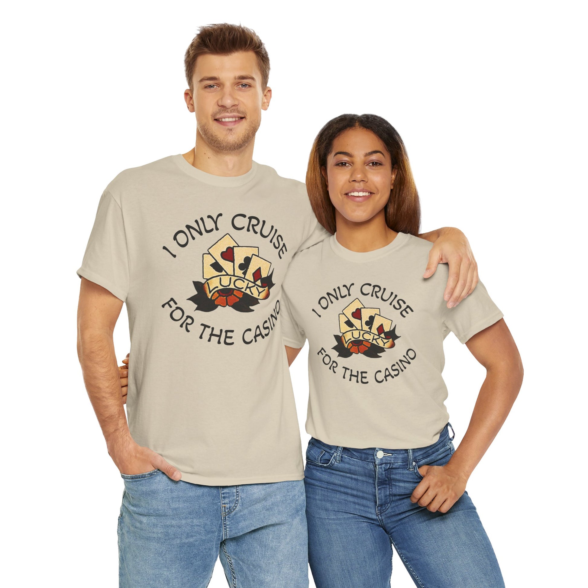 Lucky Casino Tee, Fun Casino Shirt, Gambling Gift, Cruise Apparel, Unisex Heavy Cotton Tee, Casino Lover Gift