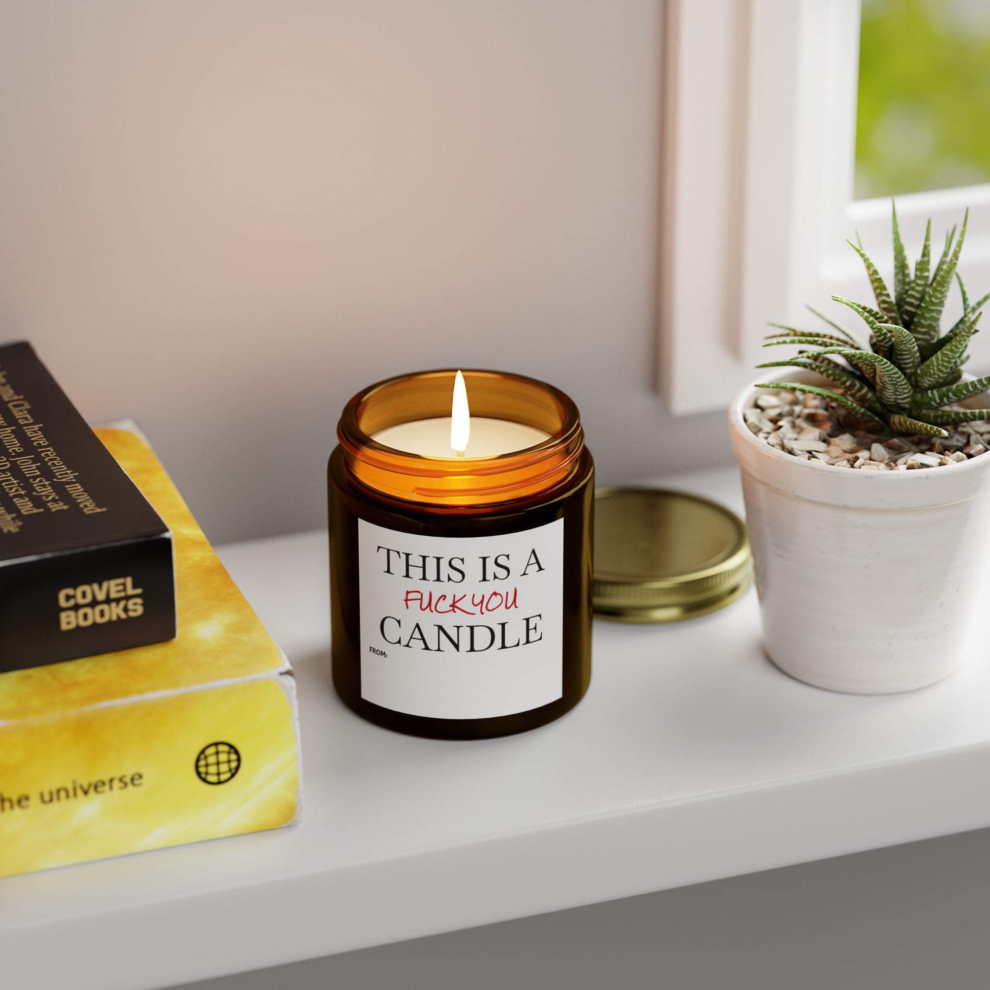 This is a F You Candle - Scented Candles, Coconut Apricot Wax (4oz, 9oz)