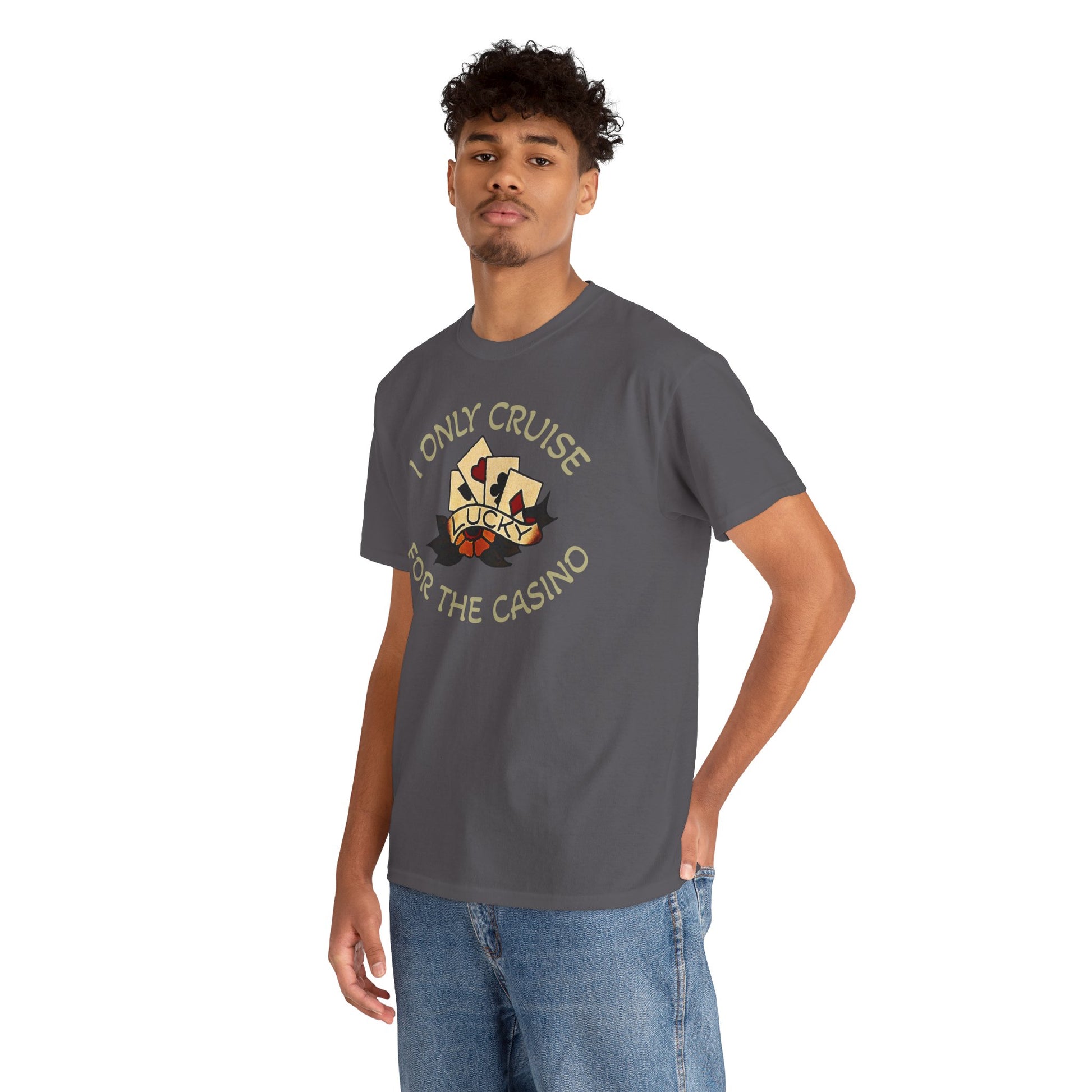 Lucky Casino Tee, Fun Casino Shirt, Gambling Gift, Cruise Apparel, Unisex Heavy Cotton Tee, Casino Lover Gift