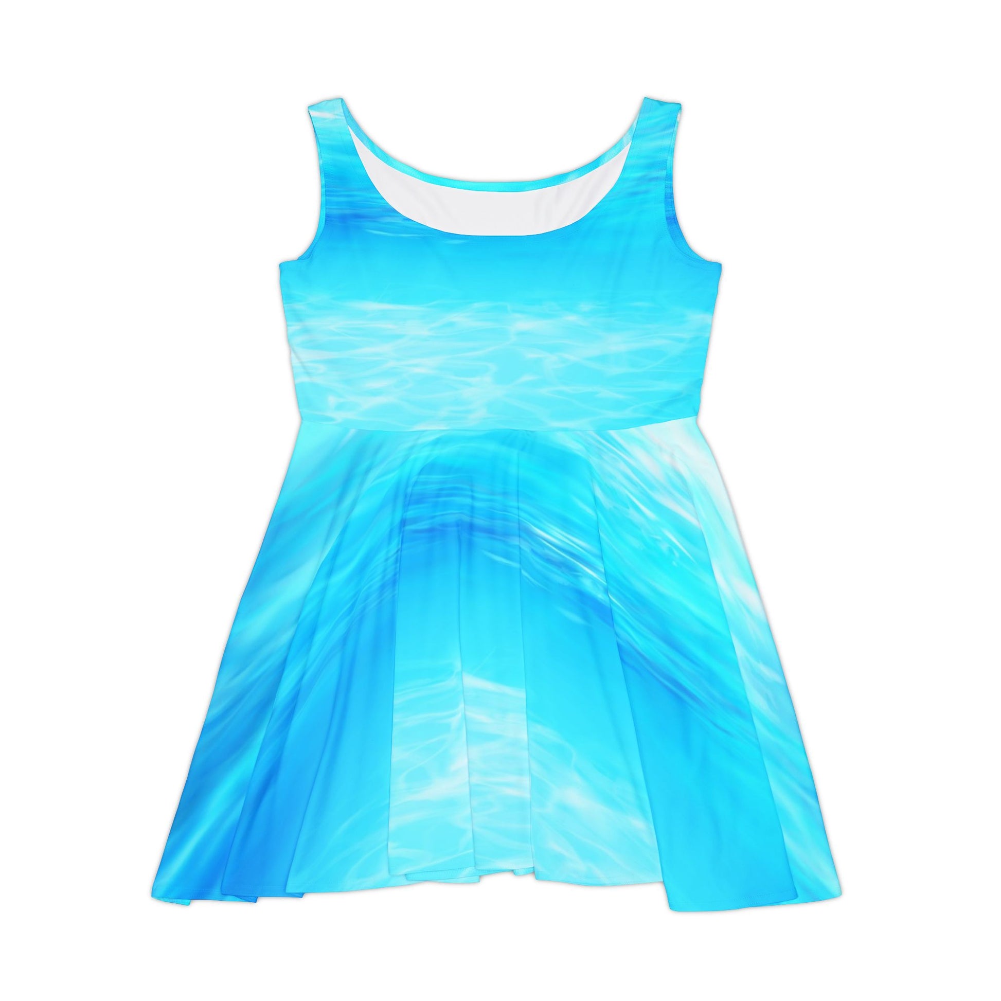 Aqua Wave Women's Skater Dress, CRUISE DRESS, Summer Dress, Beachwear, Vacation Outfit, Casual Style, Ocean-Inspired Fashion