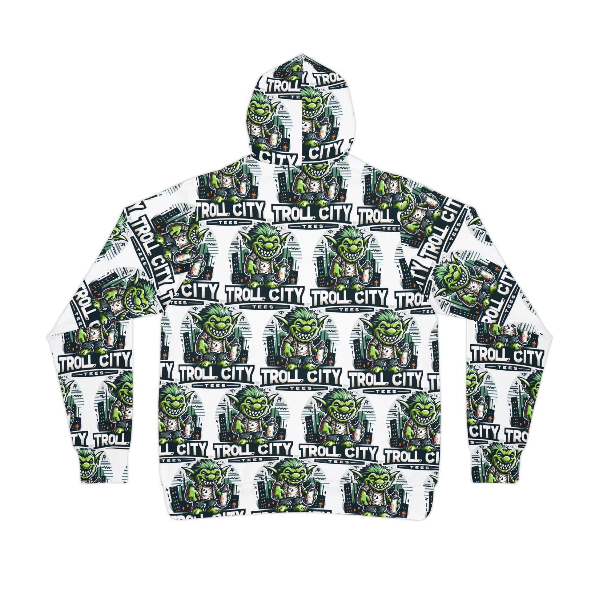 Full Print Athletic Hoodie - Troll City Tees - White Background