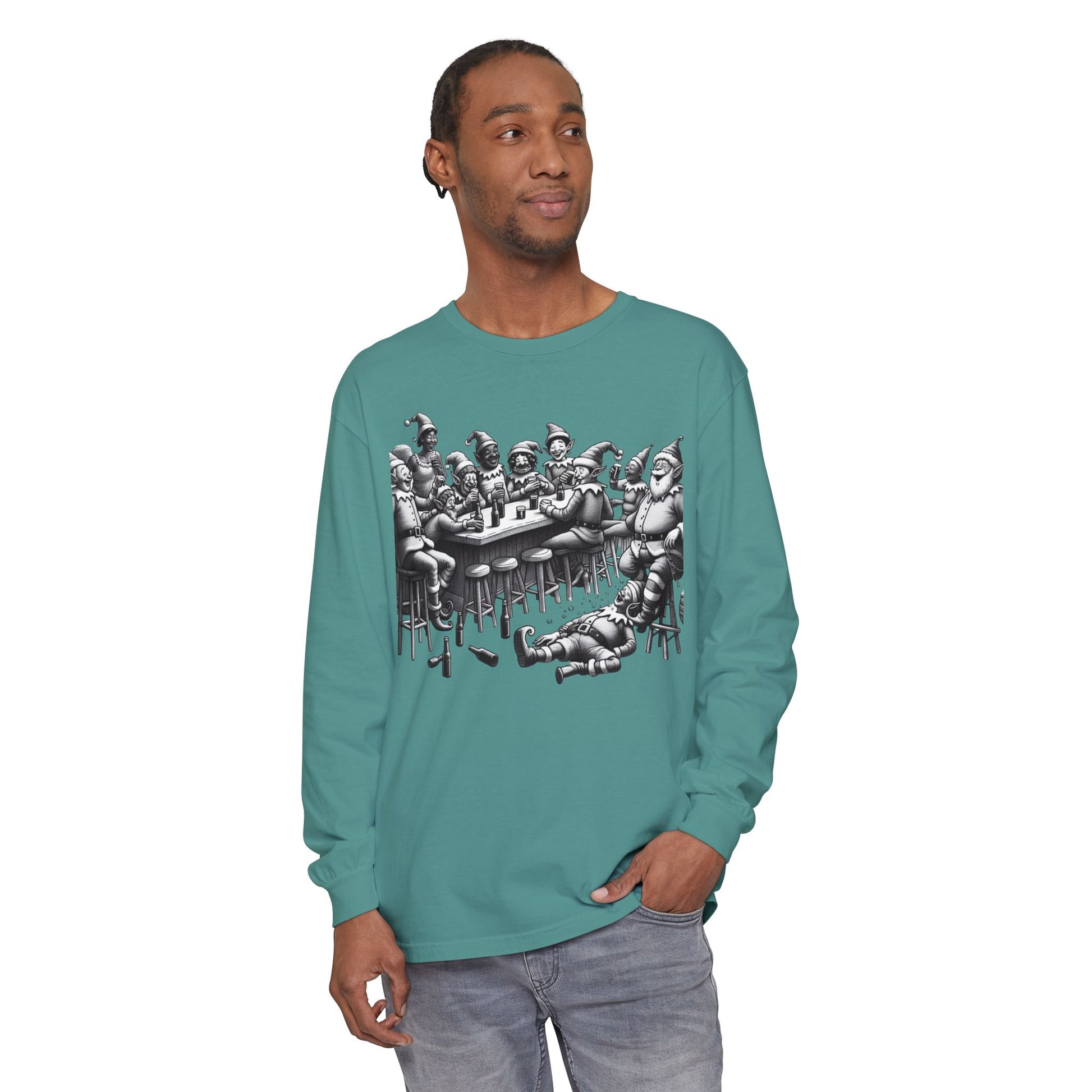 Long Sleeve T-Shirt Drunk Elves Design