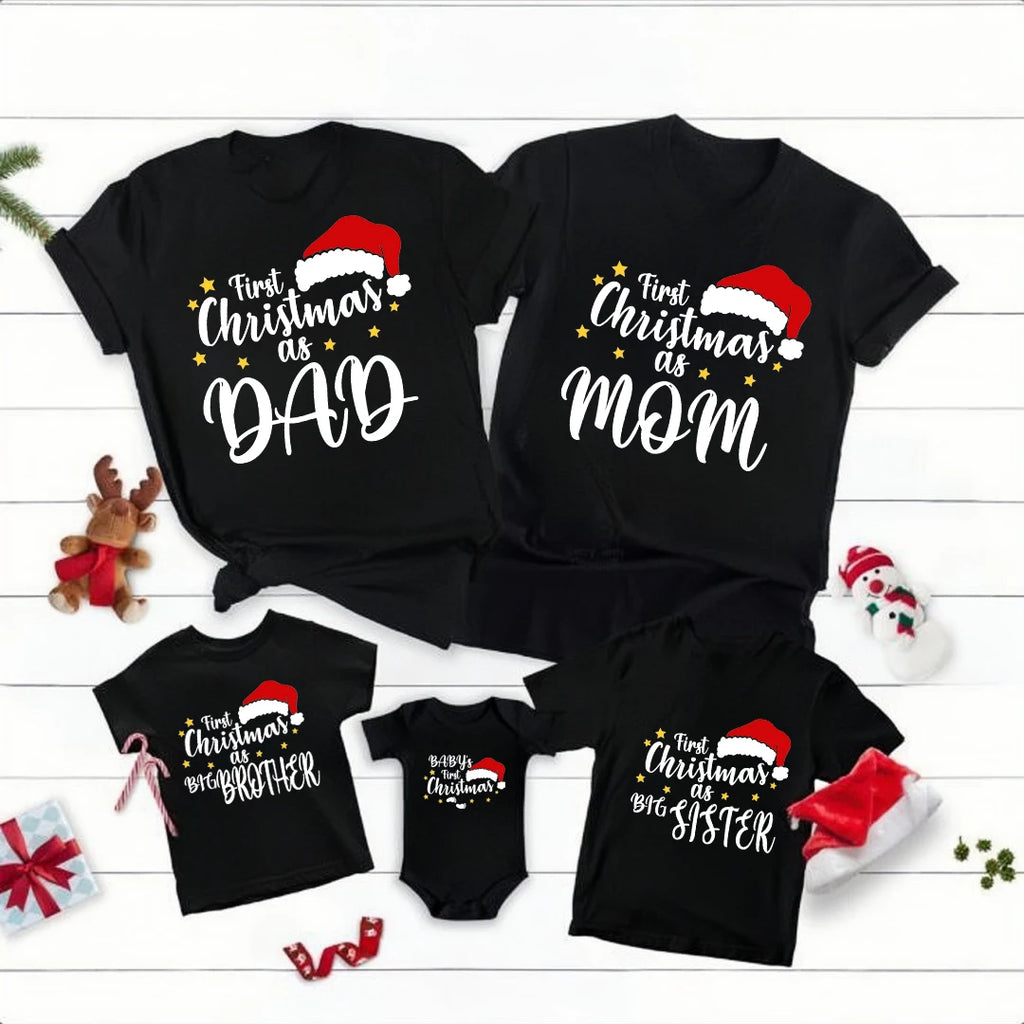 First Christmas As Dad Mom Brother Sister Baby Family Matching Outfits