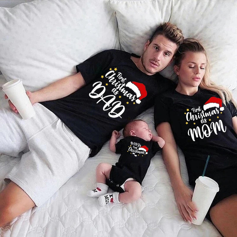 First Christmas As Dad Mom Brother Sister Baby Family Matching Outfits